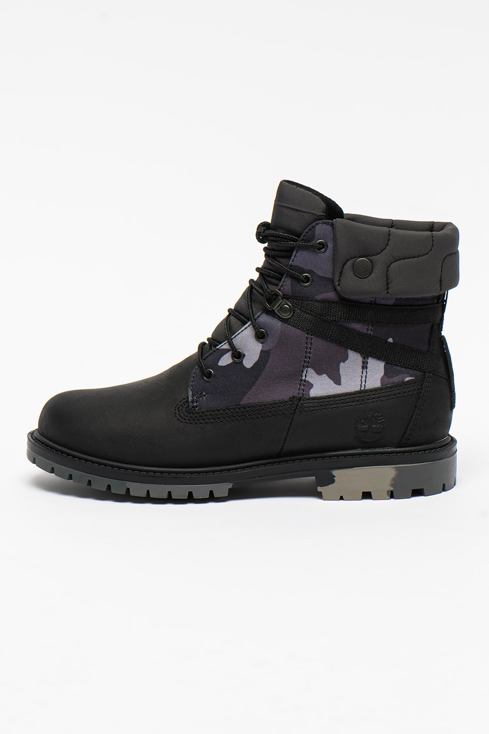 Timberland, Ghete de piele nabuc cu garnituri contrastante Heritage, Negru/Gri carbune
