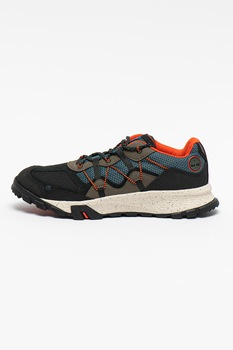 Timberland, Pantofi sport de piele ecologica si material textil Garrison Trail, Negru/Bleumarin/Orange Timberland, Pantofi sport de piele ecologica si material textil Garrison Trail, Negru/Bleumarin/Orange