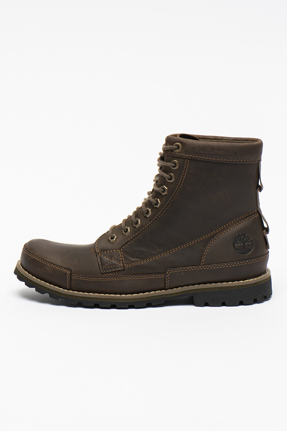 Timberland, Bocanci de piele cu cusaturi contrastante Originals, Maro inchis
