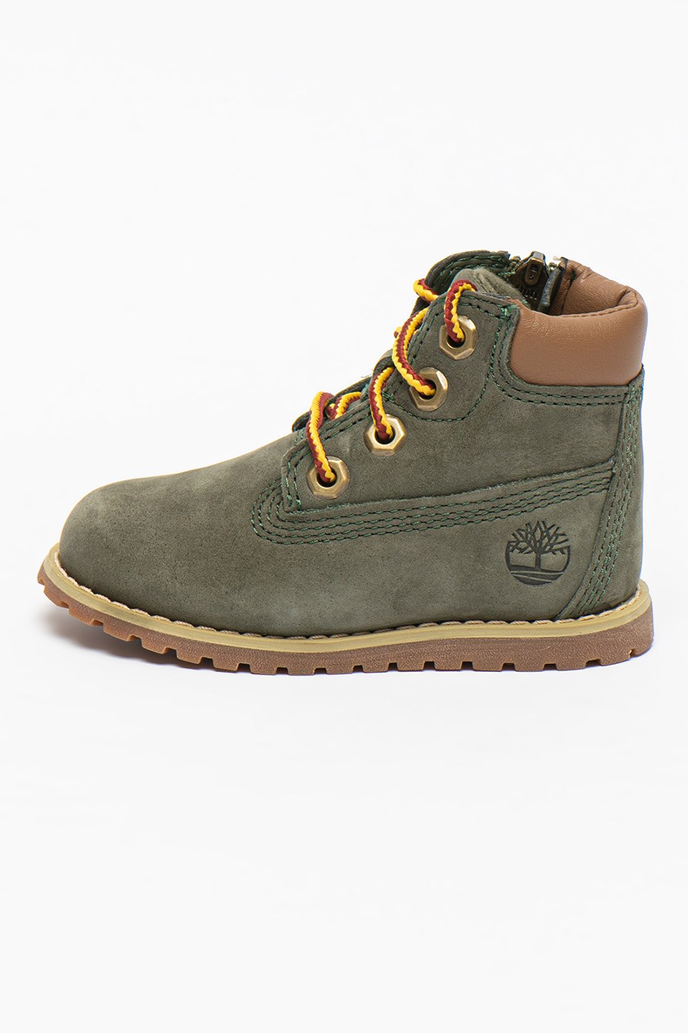 Timberland, Bocanci de piele nabuc si material textil Pokeypine, Verde militar