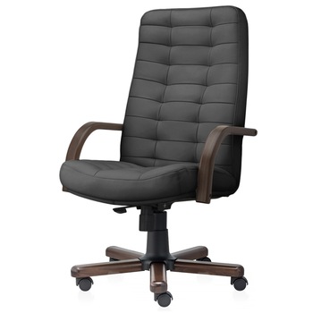 Scaun directorial de birou TRAFFIC CHAIRS VERTEBRA, piele naturala, GRI INCHIS, brate din Lemn Masiv, baza din fier acoperit cu lemn, mecanism balans Scaun directorial de birou TRAFFIC CHAIRS VERTEBRA, piele naturala, GRI INCHIS, brate din Lemn Masiv, baza din fier acoperit cu lemn, mecanism balans