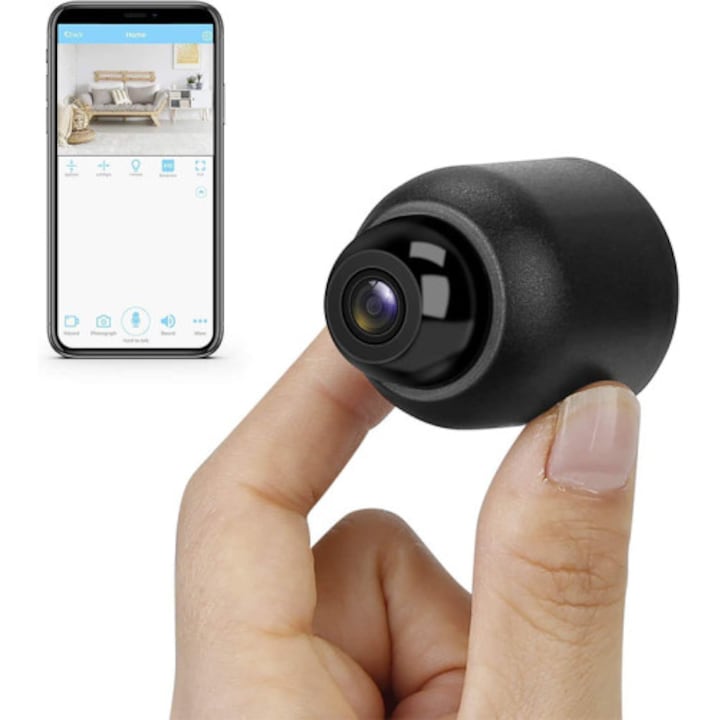 Mini Camera Spion iUni X5, Wireless, Full HD 1080p, Audio-Video, Detectia Miscarii, Night Vision