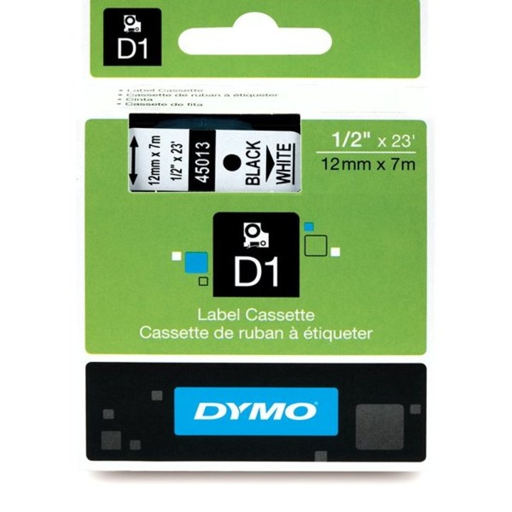 Banda laminata Dymo D1 DY45013 12mm, Negru/Alb