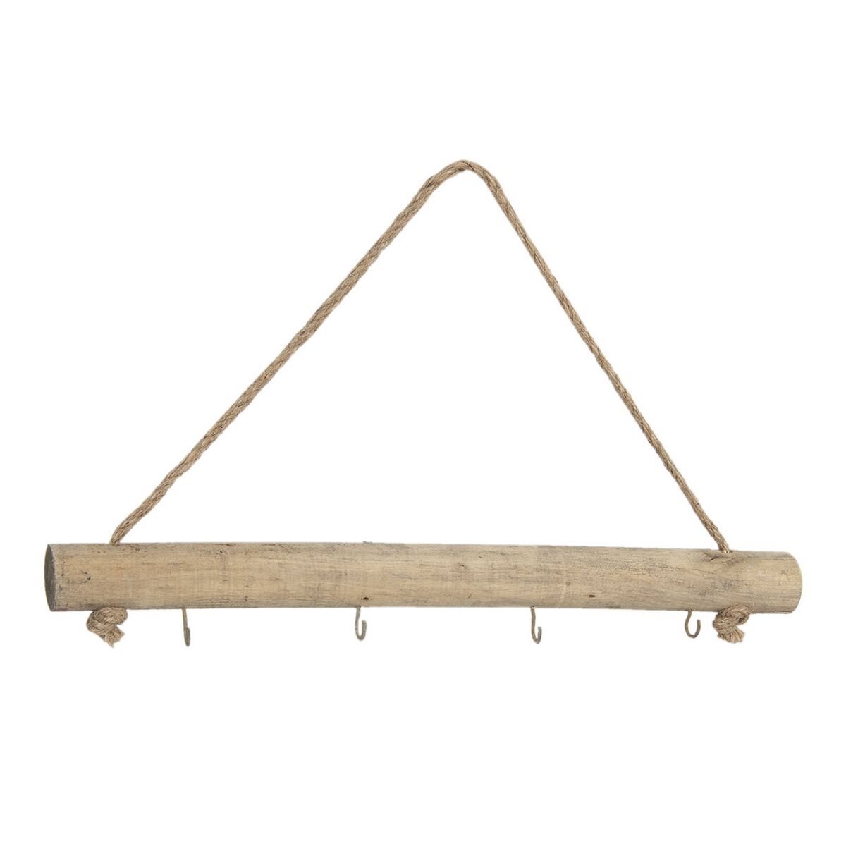 Cuier de perete din lemn natur cu 4 agatatori 50 cm x 4 cm