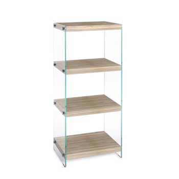 Raft 4 polite din mdf maro si sticla transparenta Kenya 40 cm x 30 cm x 100 h Raft 4 polite din mdf maro si sticla transparenta Kenya 40 cm x 30 cm x 100 h