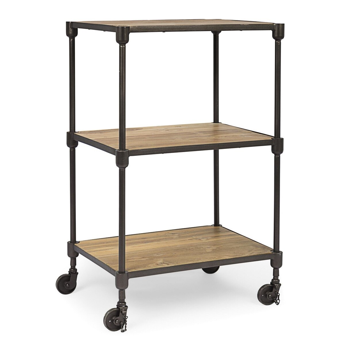 Raft fier negru cu 3 polite lemn natur Lendon 56 cm x 41 cm x 92 h