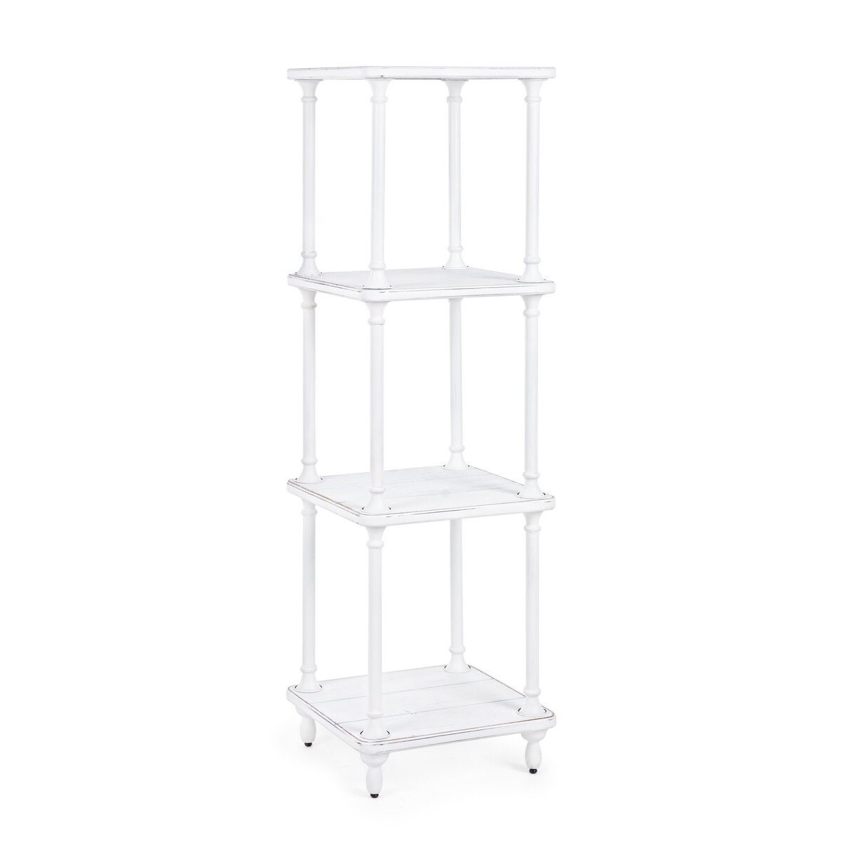 Raft fier alb antichizat cu 3 polite Janette 40 cm x 40 cm x 139 h