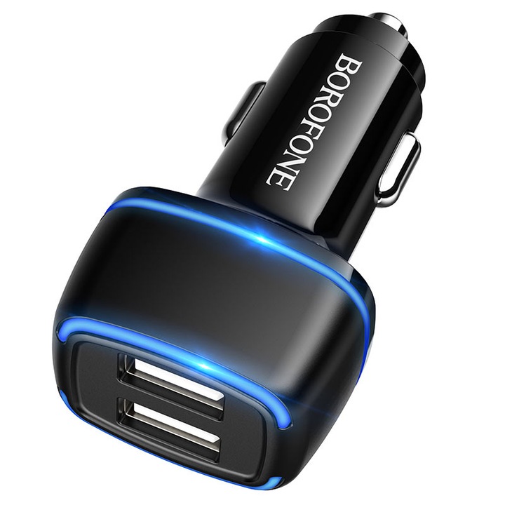 Borofone Max 2USB autós töltő 2,4A BZ14 - Fekete