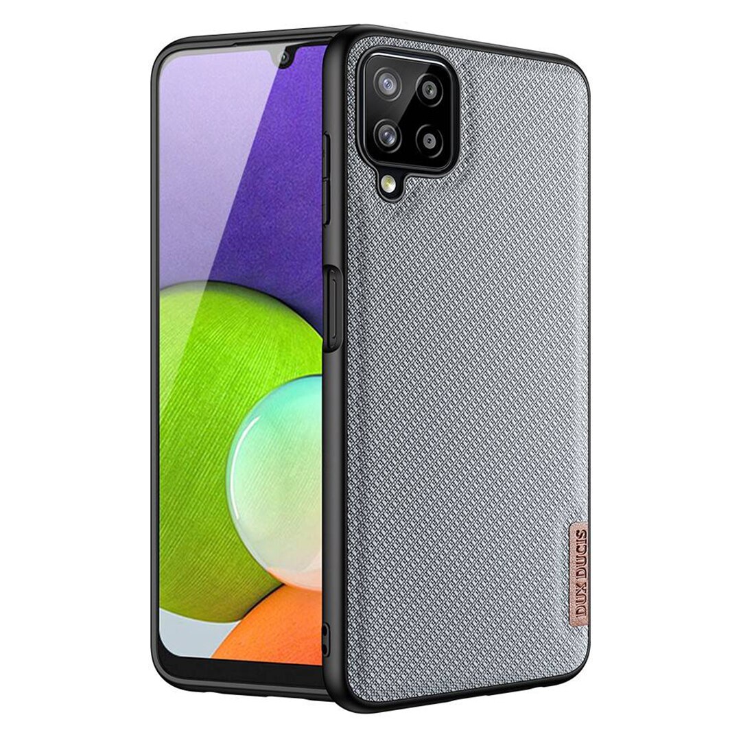 Husa DuxDucis Premium pentru Samsung Galaxy A22 4G, Woven Textile Modern Design, TPU Frame, Slim, IAO Optim Protect Tech, Gri