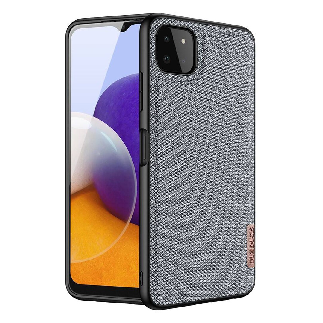 Husa DuxDucis Premium pentru Samsung Galaxy A22 5G, Woven Textile Modern Design, TPU Frame, Slim, IAO Optim Protect Tech, Gri
