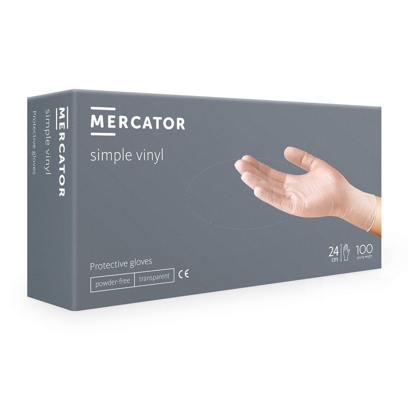 Manusi vinil, vinyl transparente nepudrate, protectie, marimea XL, MERCATOR - 100 buc / cutie
