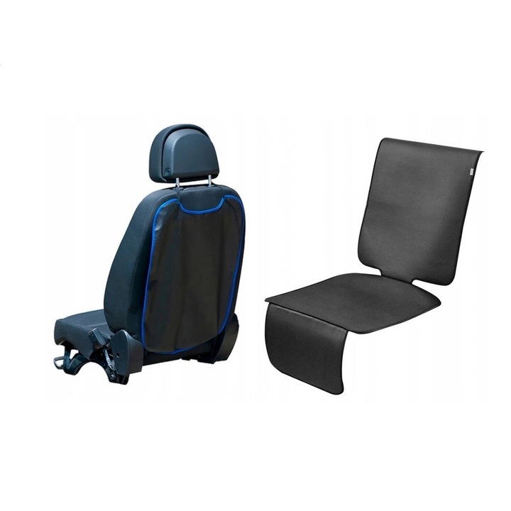 Set 2 protectii scaune auto - protectie spatar scaun fata si protectie bancheta spate scaun, scoica bebe