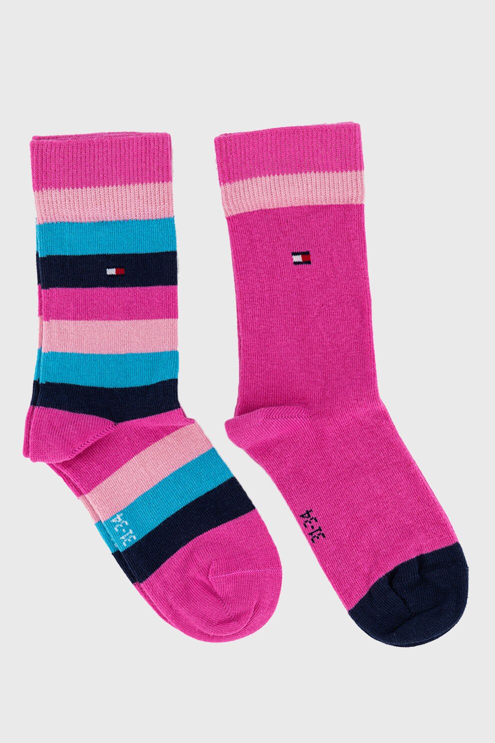 Tommy Hilfiger, Set de sosete scurte - 2 perechi, Roz/Albastru
