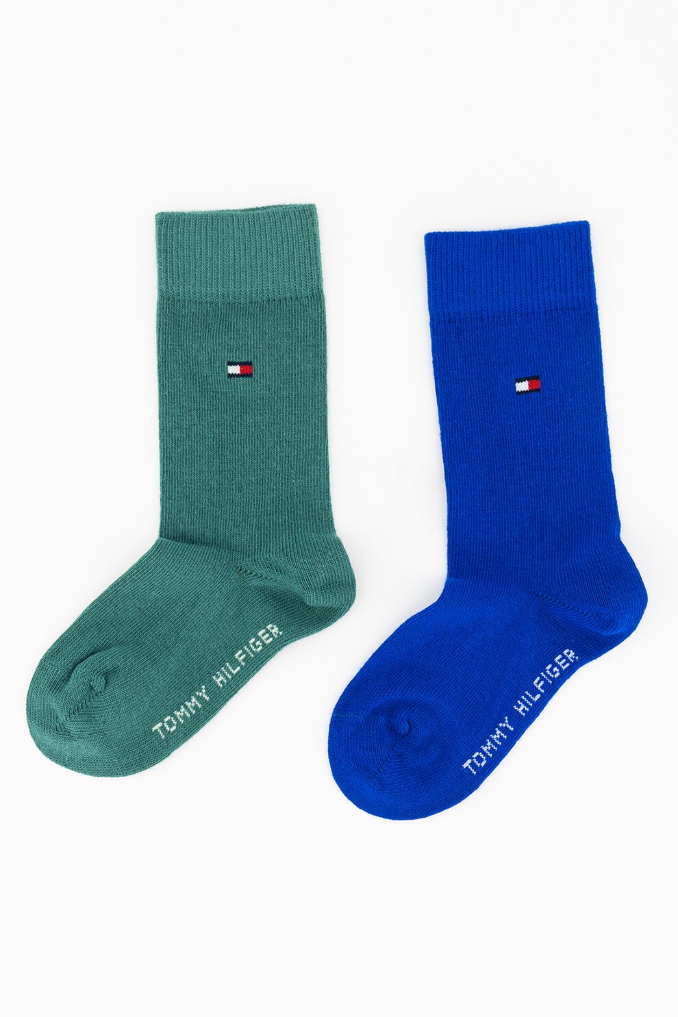 Tommy Hilfiger, Set de sosete lungi din amestec de bumbac - 2 perechi, Albastru royal/Verde, 27-30 EU