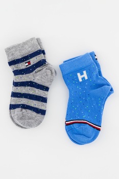 Tommy Hilfiger - Mintás pamuttartalmú zokni szett - 2 pár, kék/szürke/zöld