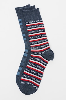 Tommy Hilfiger - Раирани чорапи - 3 чифта, Тъмносин
