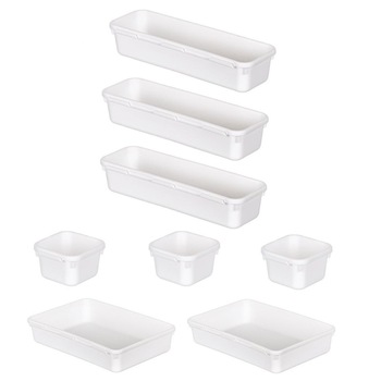 Set 8 cutii organizare sertar, Alb, 8 bucati Set 8 cutii organizare sertar, Alb, 8 bucati