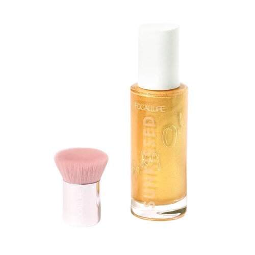 Set Iluminator de Corp si Pensula Aplicare, Focallure, Sunkissed