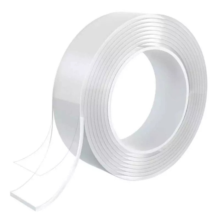 Banda dublu adeziva SIKS®, reutilizabila dupa spalare, culoare transparenta, lungime 1m