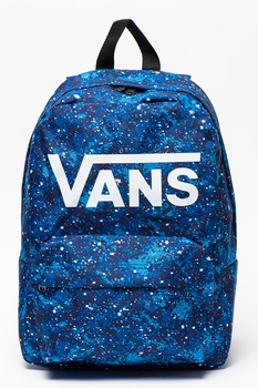 Vans, Rucsac cu imprimeu logo si grafic New Skool - 20L, Albastru inchis/albastru aqua/alb Vans, Rucsac cu imprimeu logo si grafic New Skool - 20L, Albastru inchis/albastru aqua/alb