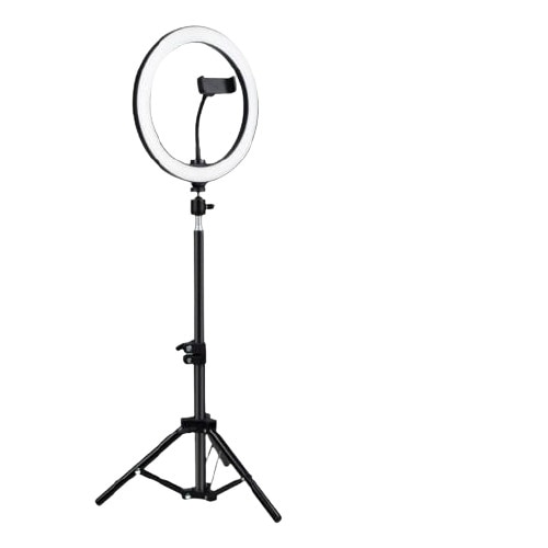 Lampa circulara ZOLTA 26 cm, LED SMD, 10 trepte de lumina (lumina rece, calda si neutra) Photo / video / MakeUp cu trepied inclus 185 cm