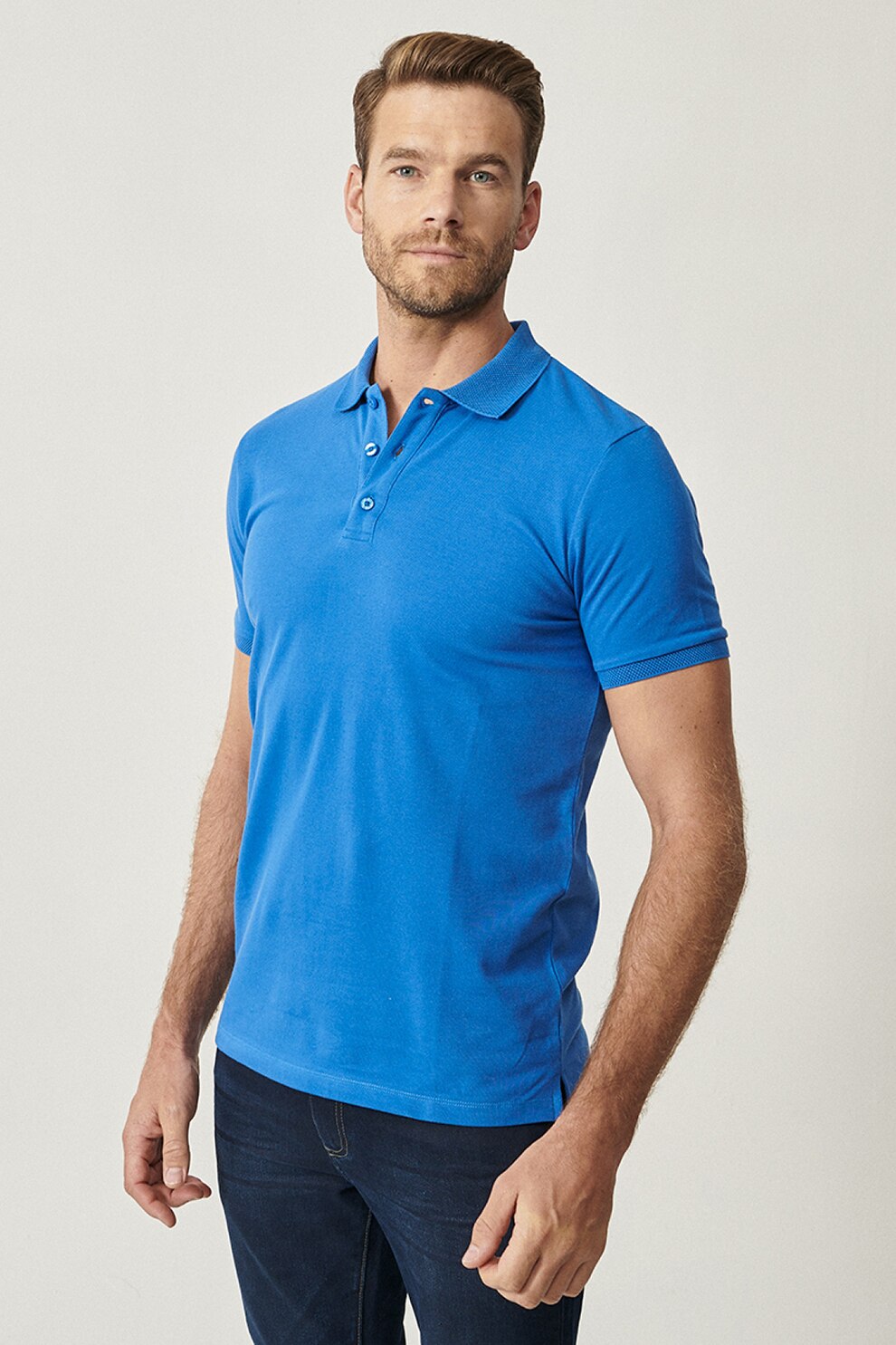 AC&Co, Tricou polo slim fit de bumbac, Albastru royal