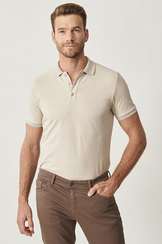 AC&Co, Tricou polo slim fit de bumbac, Maro nisip AC&Co, Tricou polo slim fit de bumbac, Maro nisip