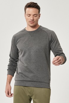 AC&Co, Bluza sport cu maneci raglan si garnituri striate, Gri inchis melange AC&Co, Bluza sport cu maneci raglan si garnituri striate, Gri inchis melange