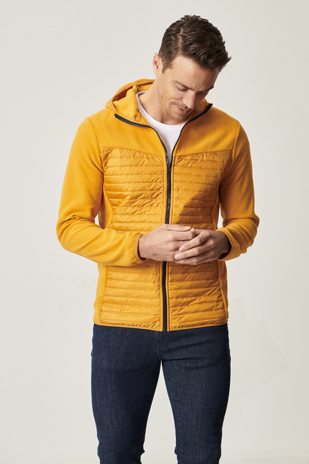 AC&Co, Hanorac cu fermoar si segmente matlasate, Galben sofran