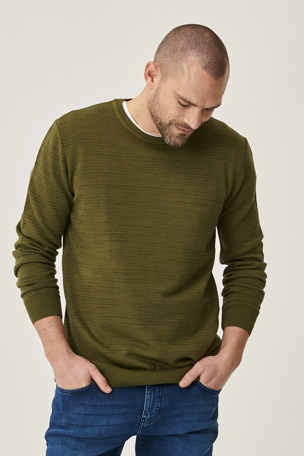 AC&Co, Pulover cu decolteu la baza gatului, Verde militar