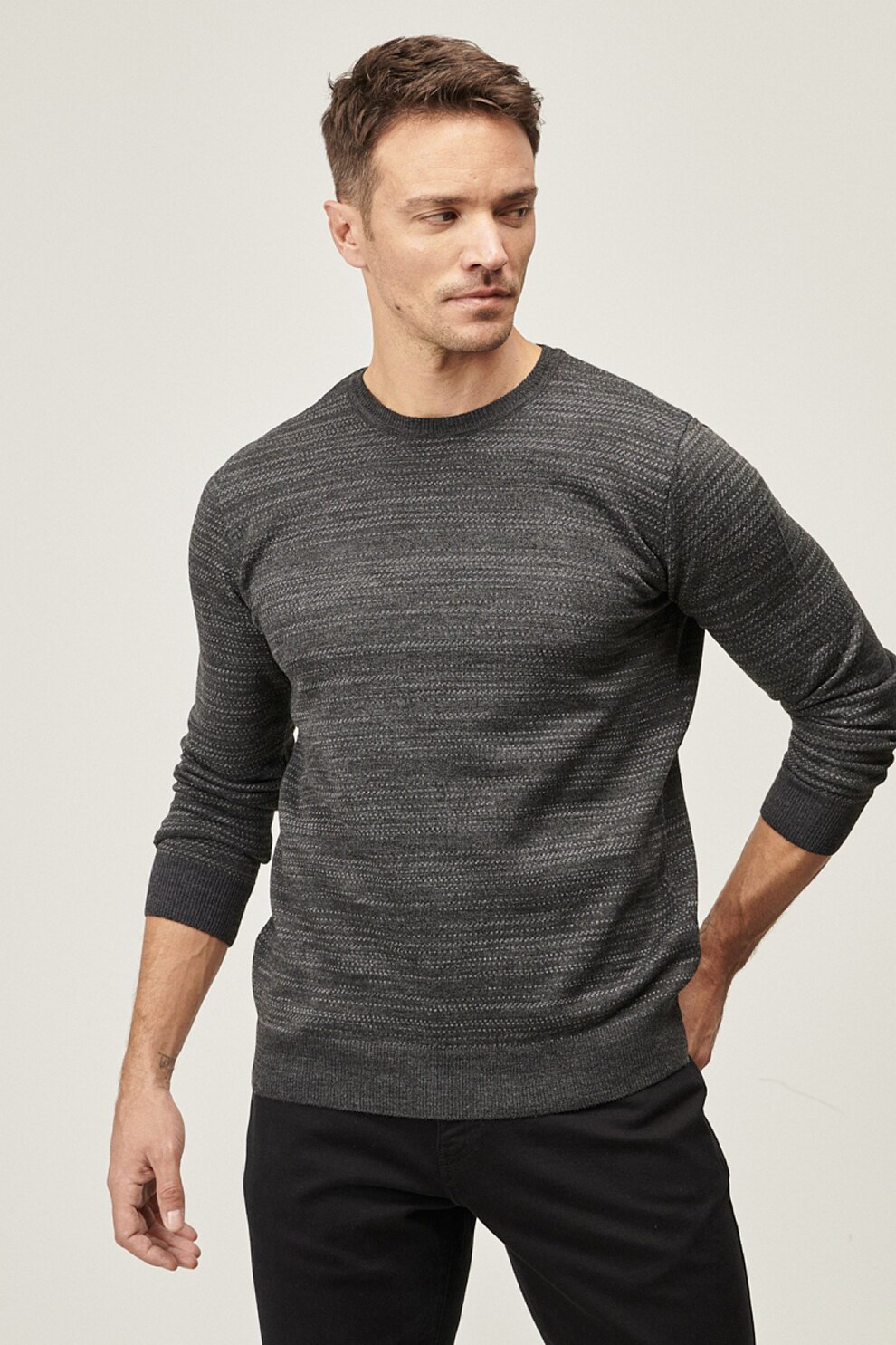 AC&Co, Pulover cu decolteu la baza gatului, Gri antracit