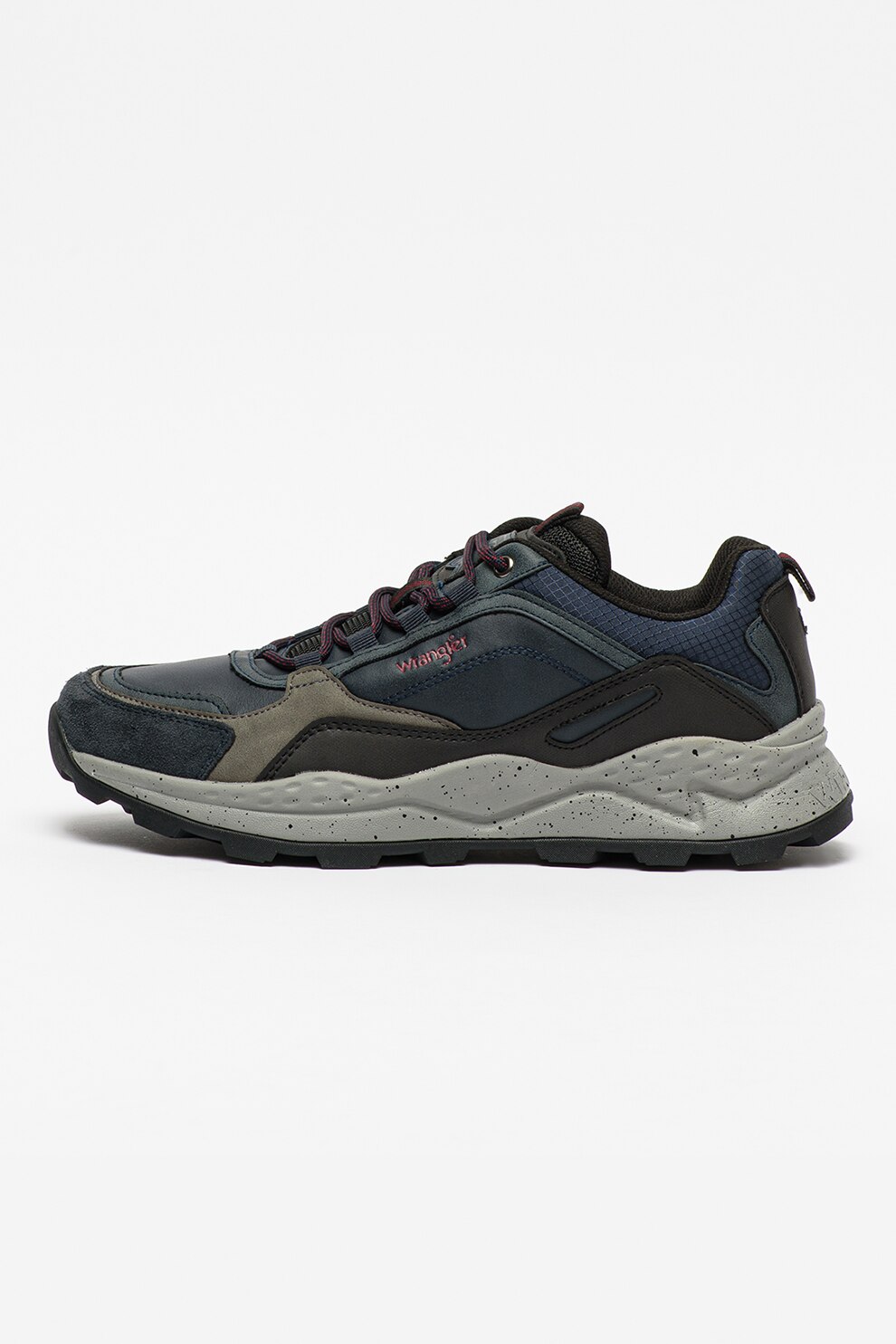 Wrangler, Pantofi sport din piele ecologica cu detalii de piele intoarsa Crossy Peak, Bleumarin/Negru