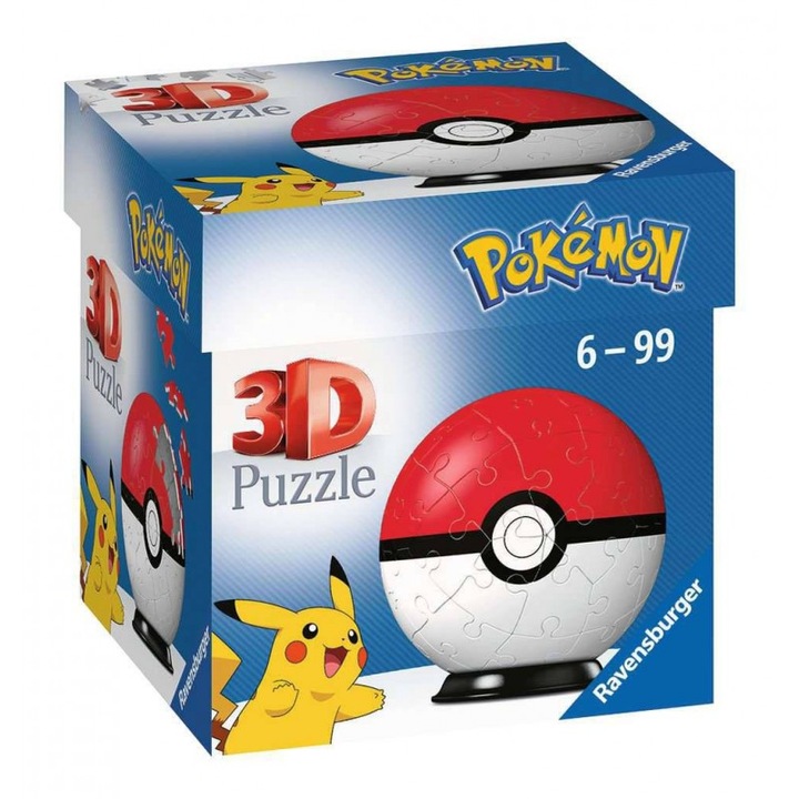 Puzzle 3D Pokémon Pokéballs: Classic, 54 piese, Multicolor