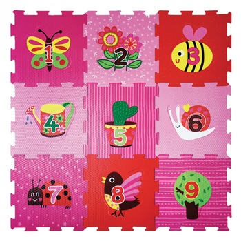 Puzzle de podea, Zola, din 9 piese, model animale si flori Puzzle de podea, Zola, din 9 piese, model animale si flori