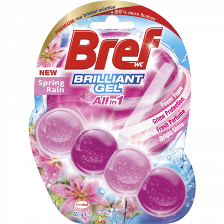 Odorizant toaleta Bref Brilliant Gel, Spring Rain, 42 g