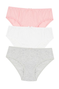 Penti, Set de chiloti cu funda - 3 perechi, Gri melange/Alb/Roz Penti, Set de chiloti cu funda - 3 perechi, Gri melange/Alb/Roz
