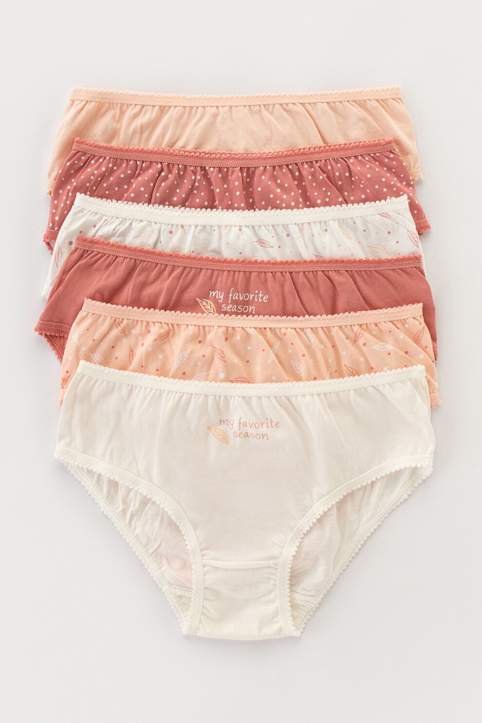 Penti, Set de chiloti - 6 perechi, Crem/Rosu caramiziu/Roz somon