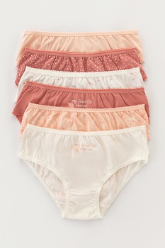 Penti, Set de chiloti - 6 perechi, Crem/Rosu caramiziu/Roz somon Penti, Set de chiloti - 6 perechi, Crem/Rosu caramiziu/Roz somon