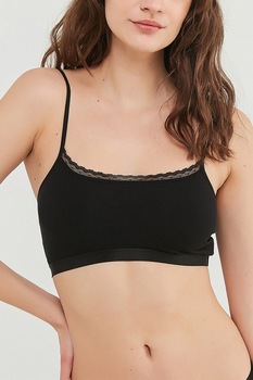 Penti, Bustiera din amestec de modal si insertii din dantela, Negru Penti, Bustiera din amestec de modal si insertii din dantela, Negru