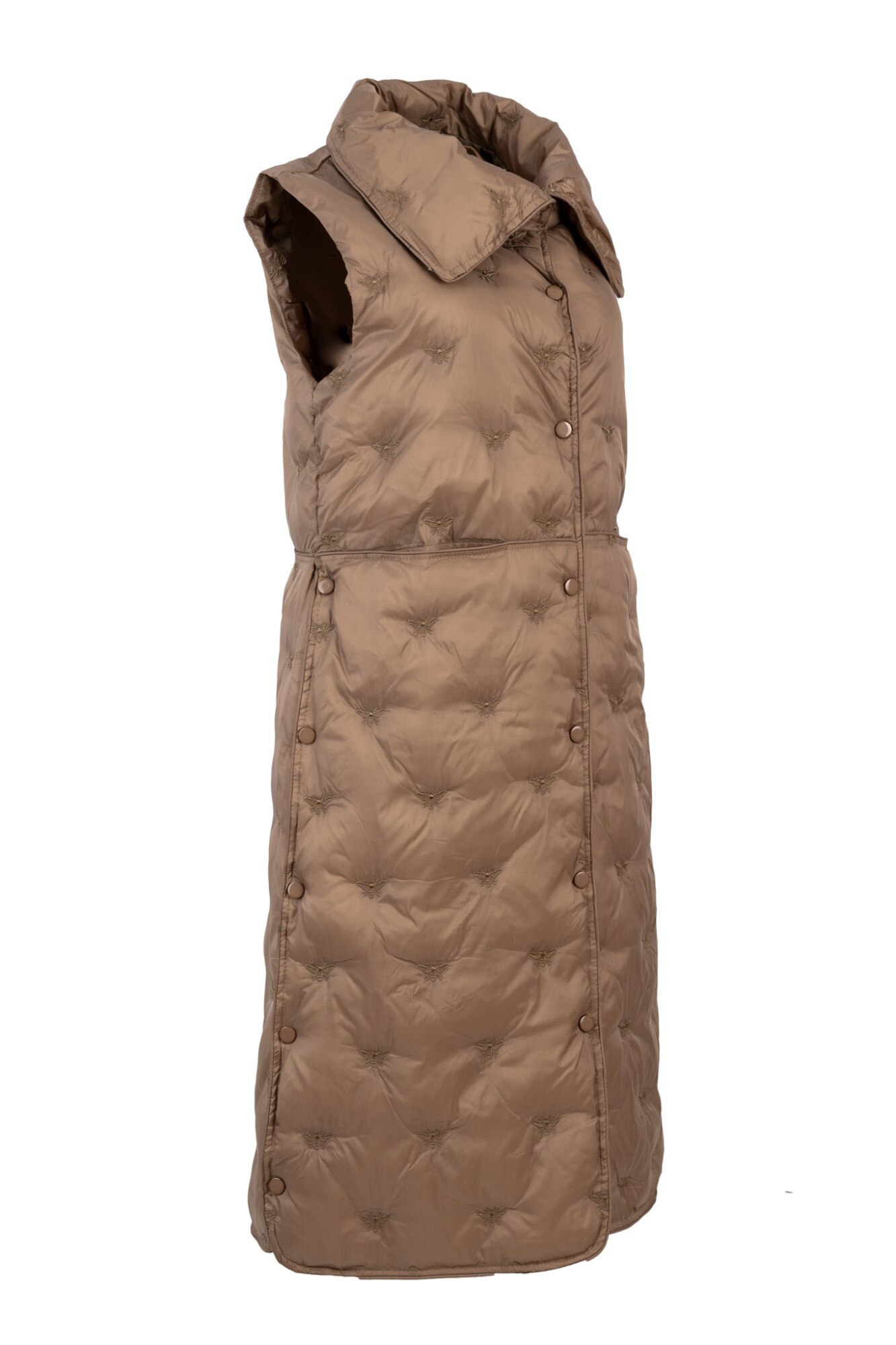 Vesta dama lunga cu capse, Bej