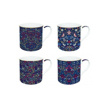 Set 4 cani portelan - Floral Chintz, Portelan, 300 ml, Albastru Set 4 cani portelan - Floral Chintz, Portelan, 300 ml, Albastru