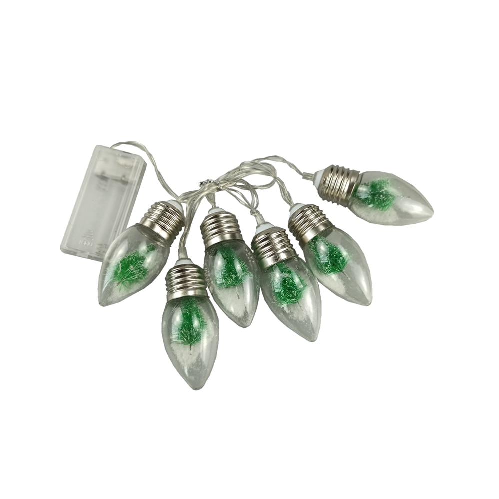 Instalatie de craciun 6 x LED, model glob cu brad, Alb cald