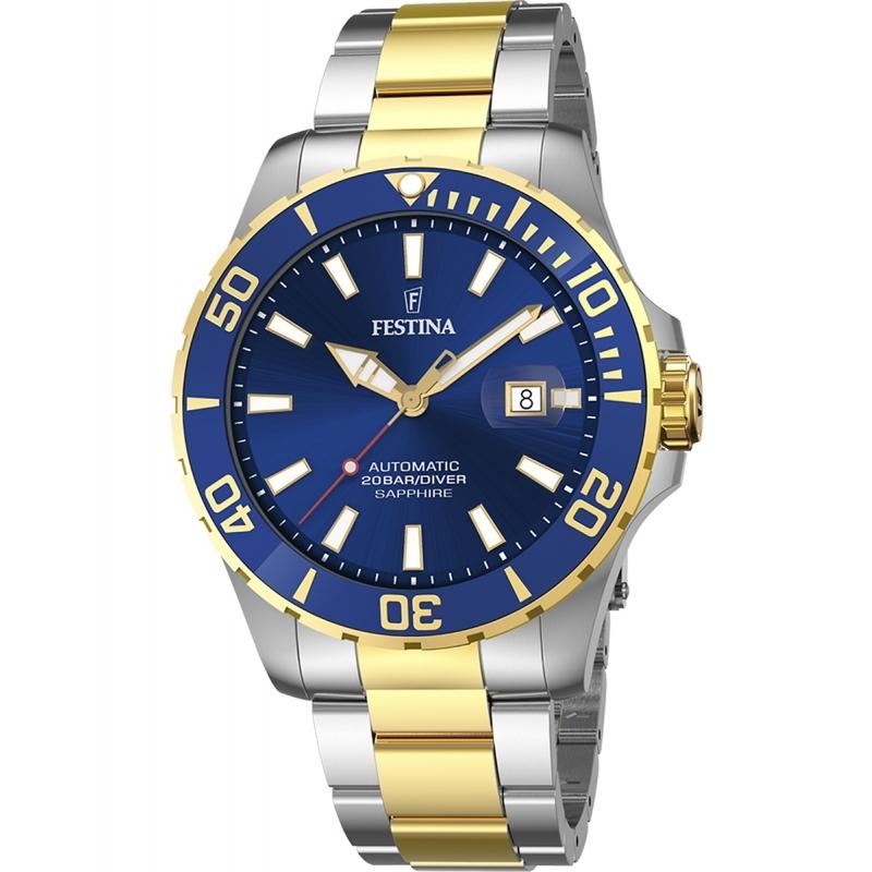 Ceas barbatesc Festina F20532/1 Automatic Auriu, Albastru