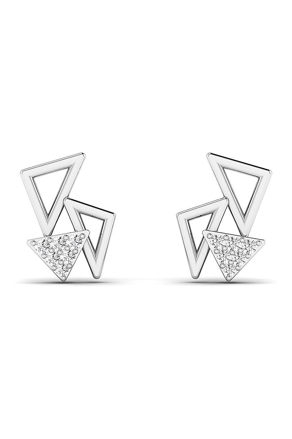 Dhamont, Cercei din aur de 18K decorati cu 12 diamante, Argintiu