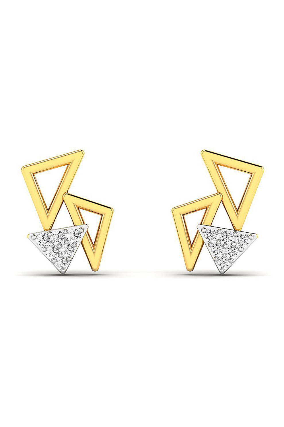 Dhamont, Cercei din aur de 18K decorati cu 12 diamante, Auriu