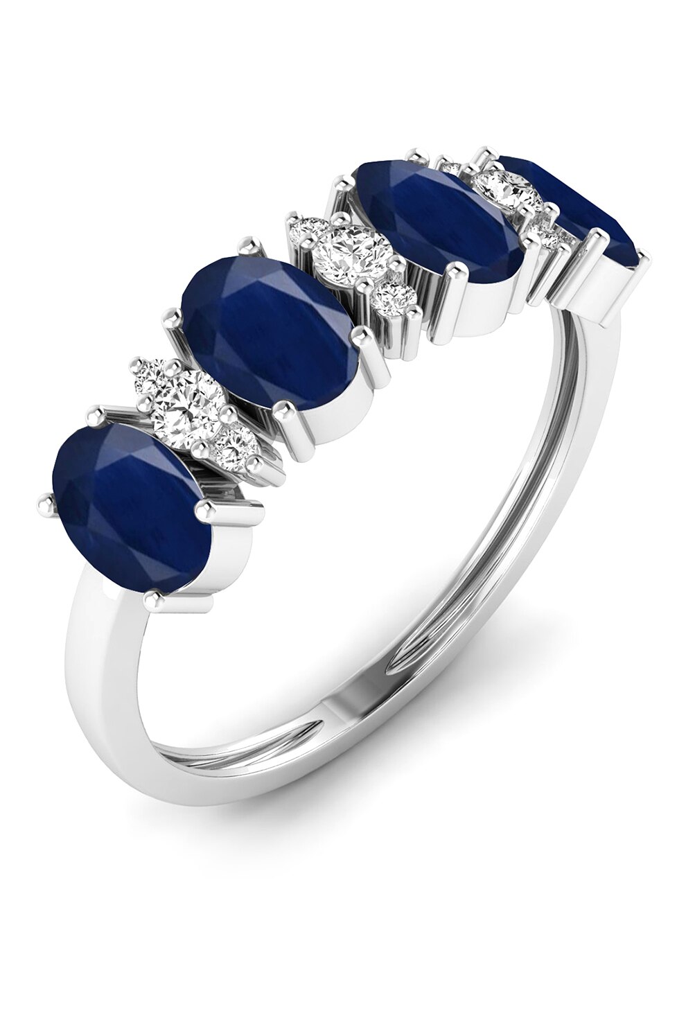 Dhamont, Inel din aur de 18K decorat cu safire si diamante, Argintiu/Albastru