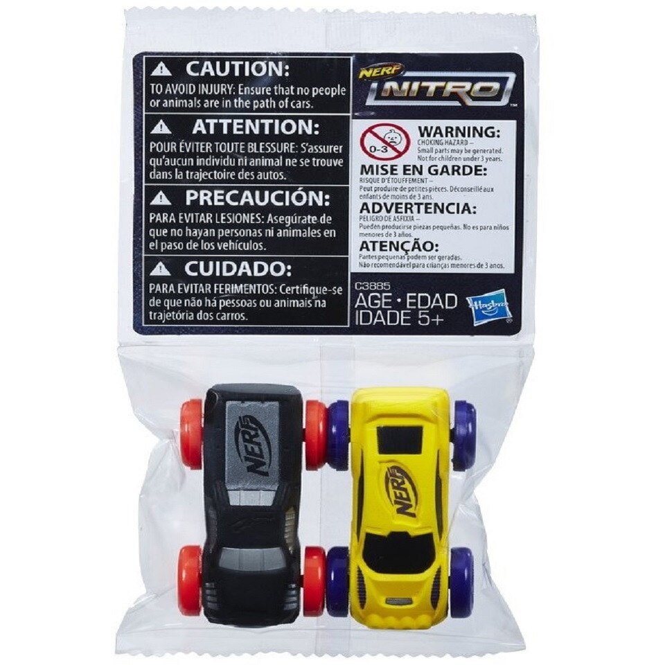 Set 2 Masinute Nerf Nitro, Negru, Galben