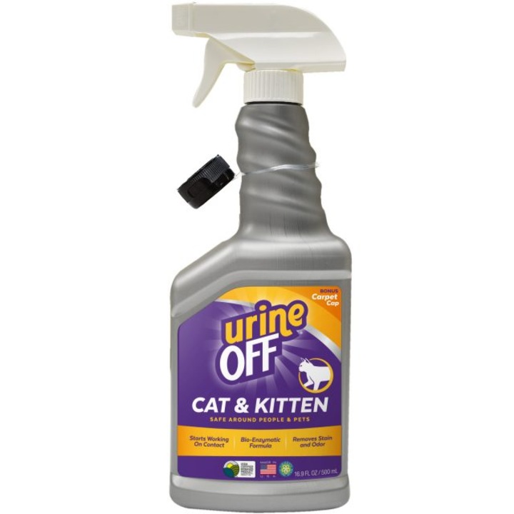 Solutie pentru indepartarea petelor si a mirosurilor pentru pisici Tropiclean Urine Off, 500 ml