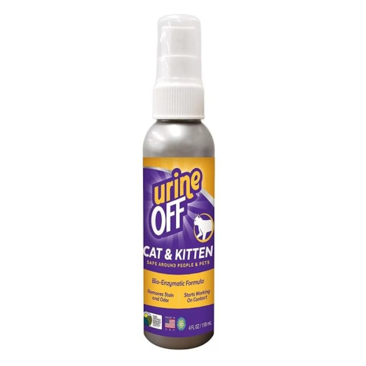 Solutie pentru indepartarea petelor si a mirosurilor pentru pisici Tropiclean Urine Off, 118 ml