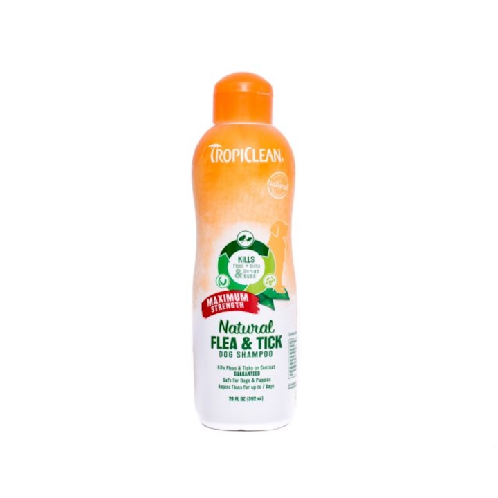 Sampon natural adjuvant in combaterea capuselor si puricilor pentru caini Tropiclean Flea & Tick, 355 ml